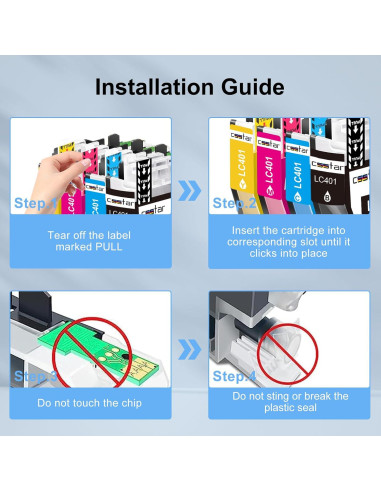 Cartuchos de tinta CSSTAR LC401XL para impresoras Brother - 4 Pack