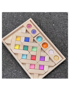 Juego de Bloques de Construcción de Madera y Acrílico KOAICS 22PCS