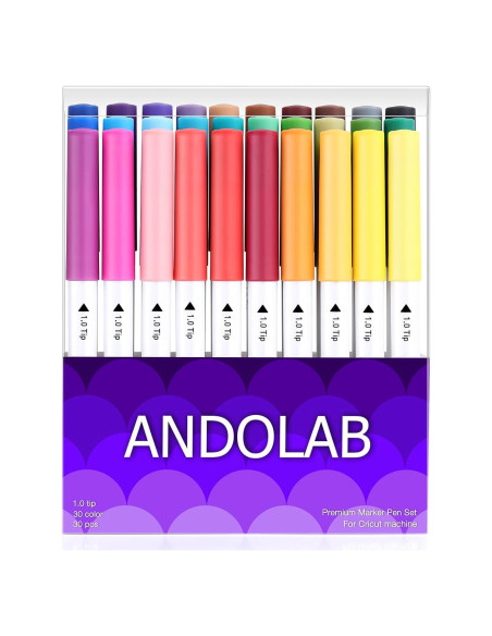 Set de 30 Marcadores Premium ANDOLAB Punta 1.0 para Cricut