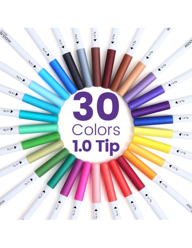 Set de 30 Marcadores Premium ANDOLAB Punta 1.0 para Cricut