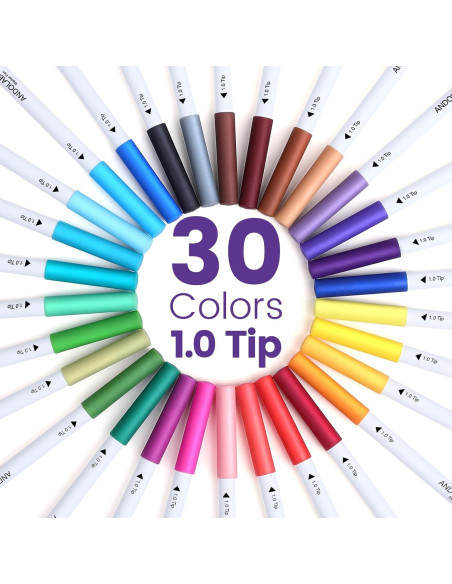 Set de 30 Marcadores Premium ANDOLAB Punta 1.0 para Cricut