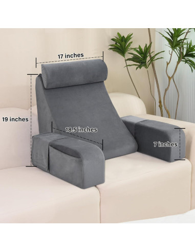 Almohada de Lectura Enitya RP-45 Mediana Gris Soporte Espalda