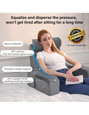 Almohada de Lectura Enitya RP-45 Mediana Gris Soporte Espalda