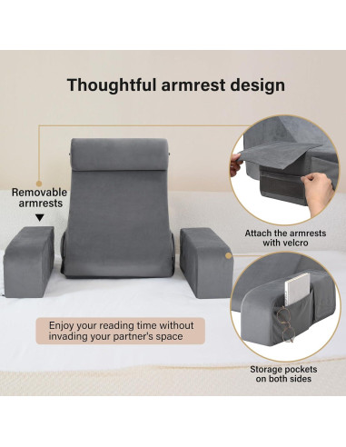 Almohada de Lectura Enitya RP-45 Mediana Gris Soporte Espalda