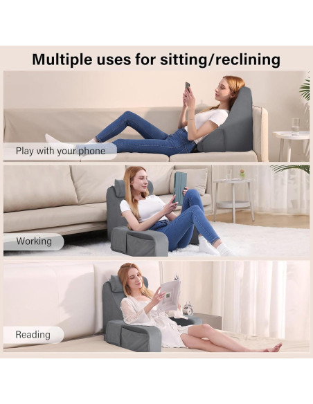 Almohada de Lectura Enitya RP-45 Mediana Gris Soporte Espalda