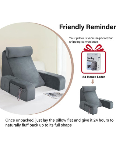 Almohada de Lectura Enitya RP-45 Mediana Gris Soporte Espalda