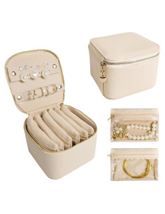 Estuche de Joyería de Viaje WATANIYA HOME Beige 14x14 cm