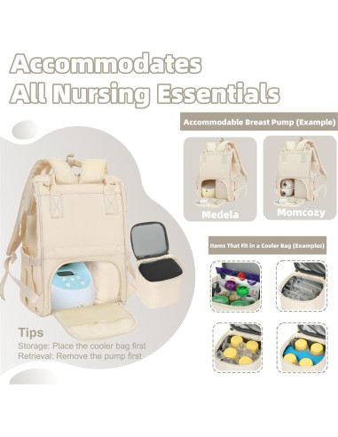 Mochila para Extractor de Leche ROSEGIN con Enfriador y 15 Bolsillos