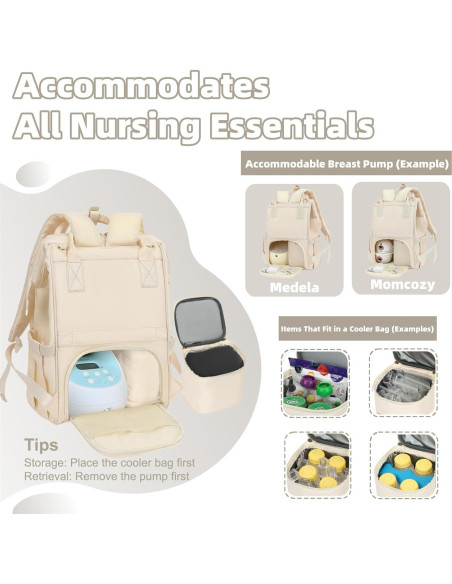 Mochila para Extractor de Leche ROSEGIN con Enfriador y 15 Bolsillos Mochila para Extractor de Leche ROSEGIN con Enfriador y 15 Bolsillos