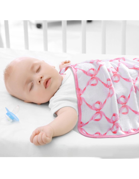 Manta para Bebé Breling con Lazo Rosa 76x102 cm Franela Suave