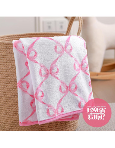 Manta para Bebé Breling con Lazo Rosa 76x102 cm Franela Suave
