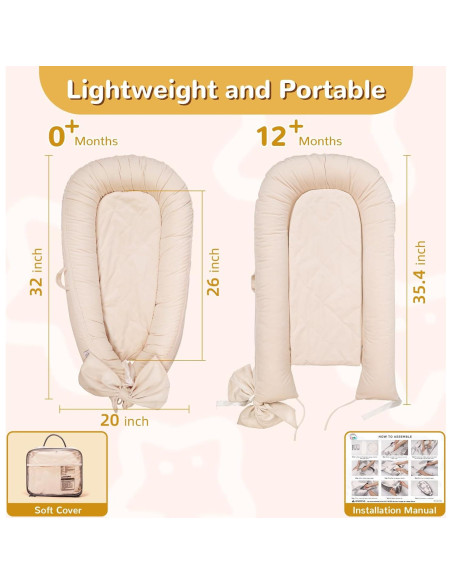 Cubierta de Lounger para Bebé EAQ - Terciopelo Suave y Transpirable Cubierta de Lounger para Bebé EAQ - Terciopelo Suave y Transpirable