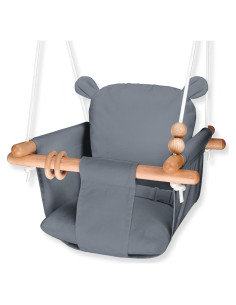 Columpio para Bebé Genérico de Madera y Lona Gris - Seguro y Portátil