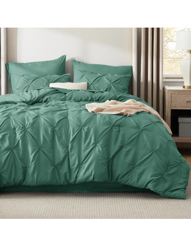 Conjunto de Edredón Bedsure Queen Verde Guisante 7 Piezas