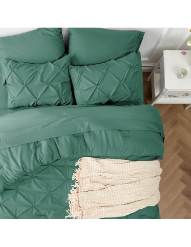 Conjunto de Edredón Bedsure Queen Verde Guisante 7 Piezas