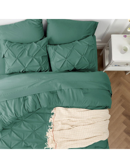 Conjunto de Edredón Bedsure Queen Verde Guisante 7 Piezas