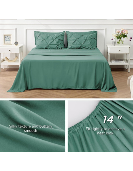 Conjunto de Edredón Bedsure Queen Verde Guisante 7 Piezas