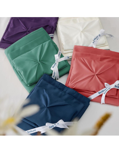 Conjunto de Edredón Bedsure Queen Verde Guisante 7 Piezas