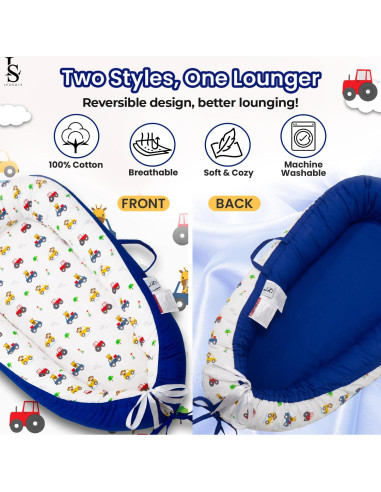 Cuna para Bebés Reversible Algodón Suave 0-24 Meses