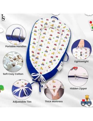 Cuna para Bebés Reversible Algodón Suave 0-24 Meses