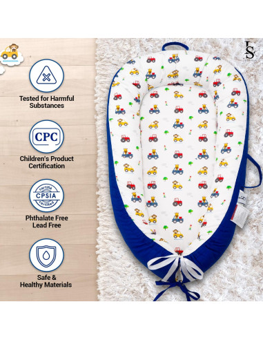 Cuna para Bebés Reversible Algodón Suave 0-24 Meses