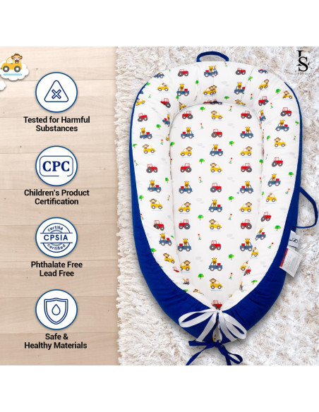 Cuna para Bebés Reversible Algodón Suave 0-24 Meses