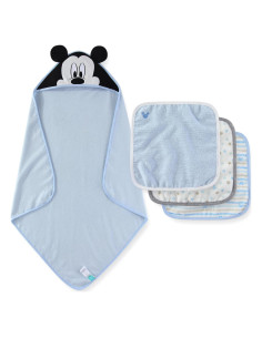 Toalla de baño con capucha Mickey Mouse Disney + 3 toallitas
