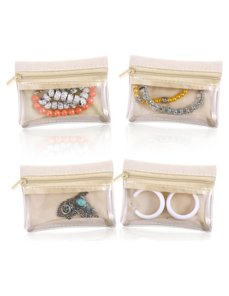 4 Organizador de Joyería de Viaje Larrel Translúcido 10.5x8cm