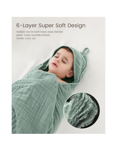 Toallas con Capucha FAVERDIIY 89x89 cm 100% Algodón Muselina 2 Pzas