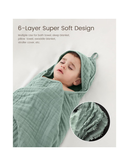 Toallas con Capucha FAVERDIIY 89x89 cm 100% Algodón Muselina 2 Pzas