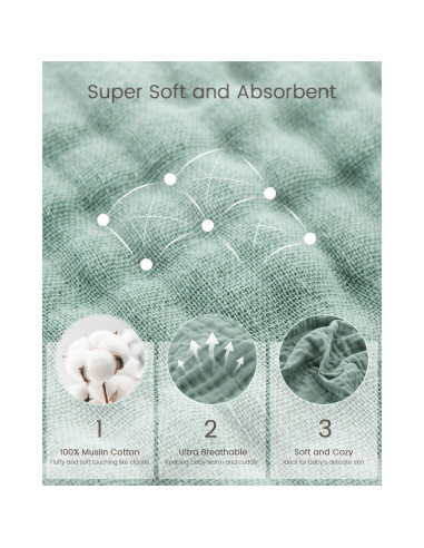 Toallas con Capucha FAVERDIIY 89x89 cm 100% Algodón Muselina 2 Pzas