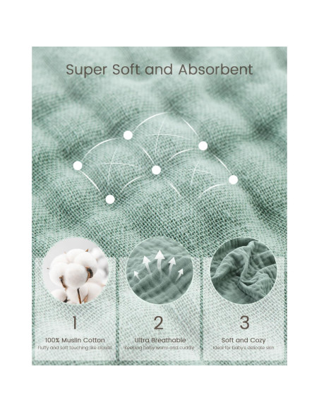 Toallas con Capucha FAVERDIIY 89x89 cm 100% Algodón Muselina 2 Pzas