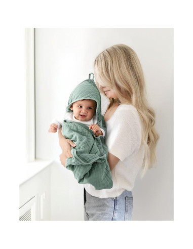 Toallas con Capucha FAVERDIIY 89x89 cm 100% Algodón Muselina 2 Pzas