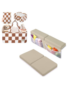 Conjunto Almohadilla Rodillas y Codos Toodly + Cesta Pañales Cuadros