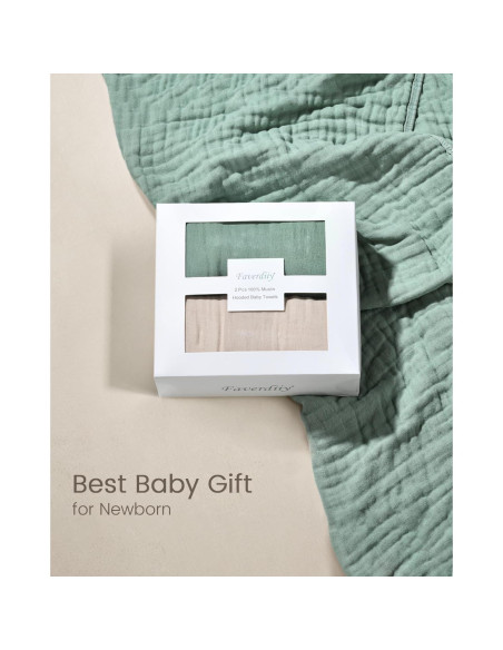 Toallas con Capucha FAVERDIIY 89x89 cm 100% Algodón Muselina 2 Pzas