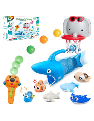 Conjunto de Juguetes de Baño Elefante - Baloncesto y Pesca