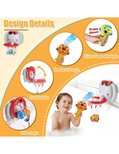 Conjunto de Juguetes de Baño Elefante - Baloncesto y Pesca