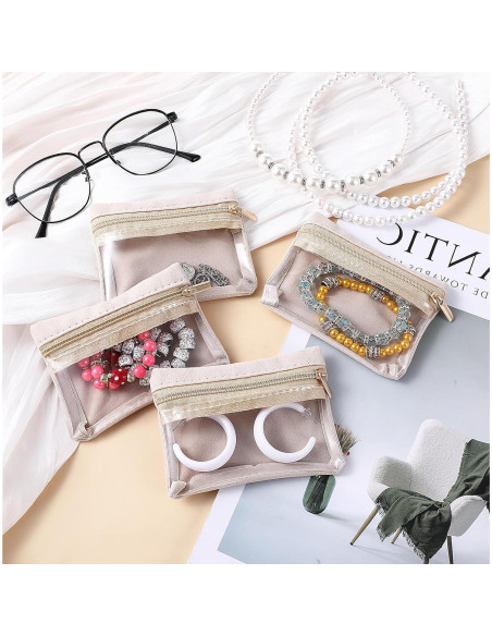 4 Organizador de Joyería de Viaje Larrel Translúcido 10.5x8cm