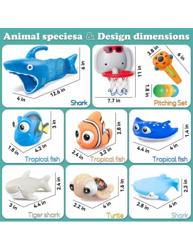 Conjunto de Juguetes de Baño Elefante - Baloncesto y Pesca