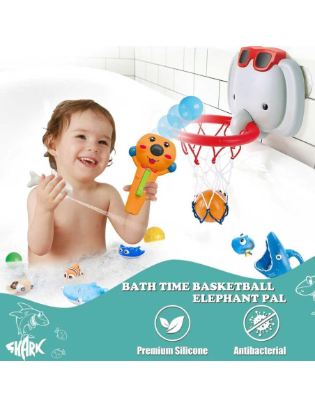 Conjunto de Juguetes de Baño Elefante - Baloncesto y Pesca
