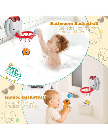 Conjunto de Juguetes de Baño Elefante - Baloncesto y Pesca