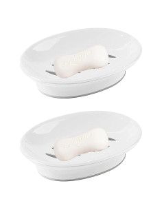 Soporte para Jabón Ovalado Genérico 2-Pack Blanco con Drenaje