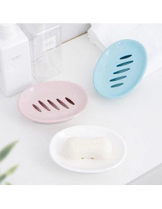 Soporte para Jabón Ovalado Genérico 2-Pack Blanco con Drenaje 2