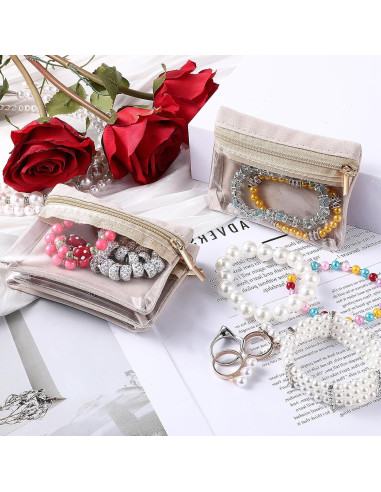 4 Organizador de Joyería de Viaje Larrel Translúcido 10.5x8cm