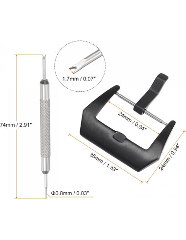 Conjunto Hebillas de Reloj uxcell Acero Inoxidable 24mm PVD
