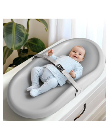 Almohadilla de Cambio PU Gris con Cinturón de Seguridad 83x48cm