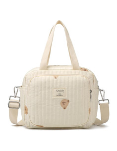 Bolso de Pañales Mini Nylon Importado 7 Bolsillos Blanco Roto