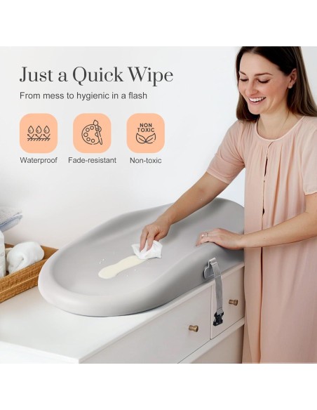 Almohadilla de Cambio PU Gris con Cinturón de Seguridad 83x48cm