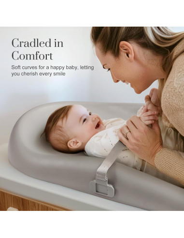 Almohadilla de Cambio PU Gris con Cinturón de Seguridad 83x48cm