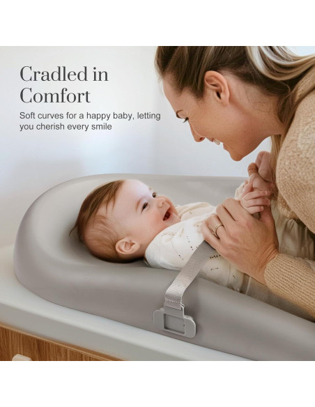 Almohadilla de Cambio PU Gris con Cinturón de Seguridad 83x48cm